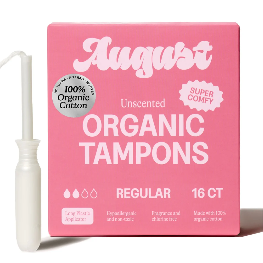 AugustTampons with Applicator – 100% Organic Cotton, Unscented