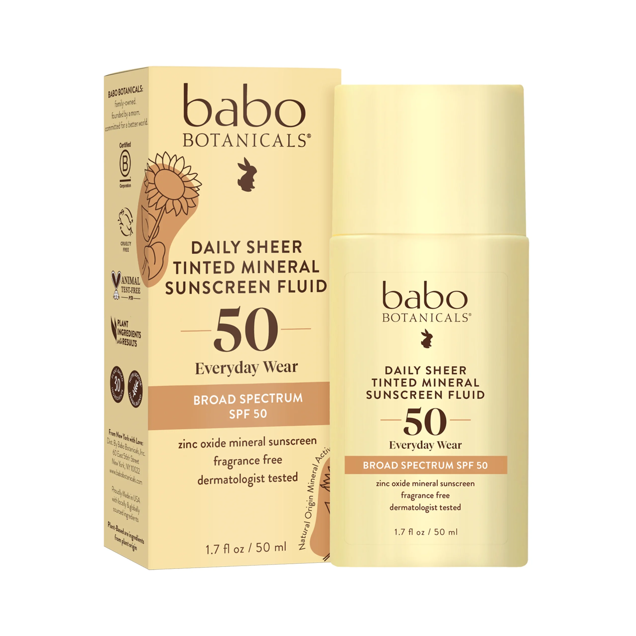 Babo BotanicalsSPF 50 Daily Sheer Fluid Tinted Mineral Sunscreen
