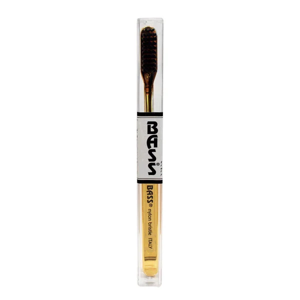Bass Brushes Gold Chrome Nylon Bristle Toothbrush