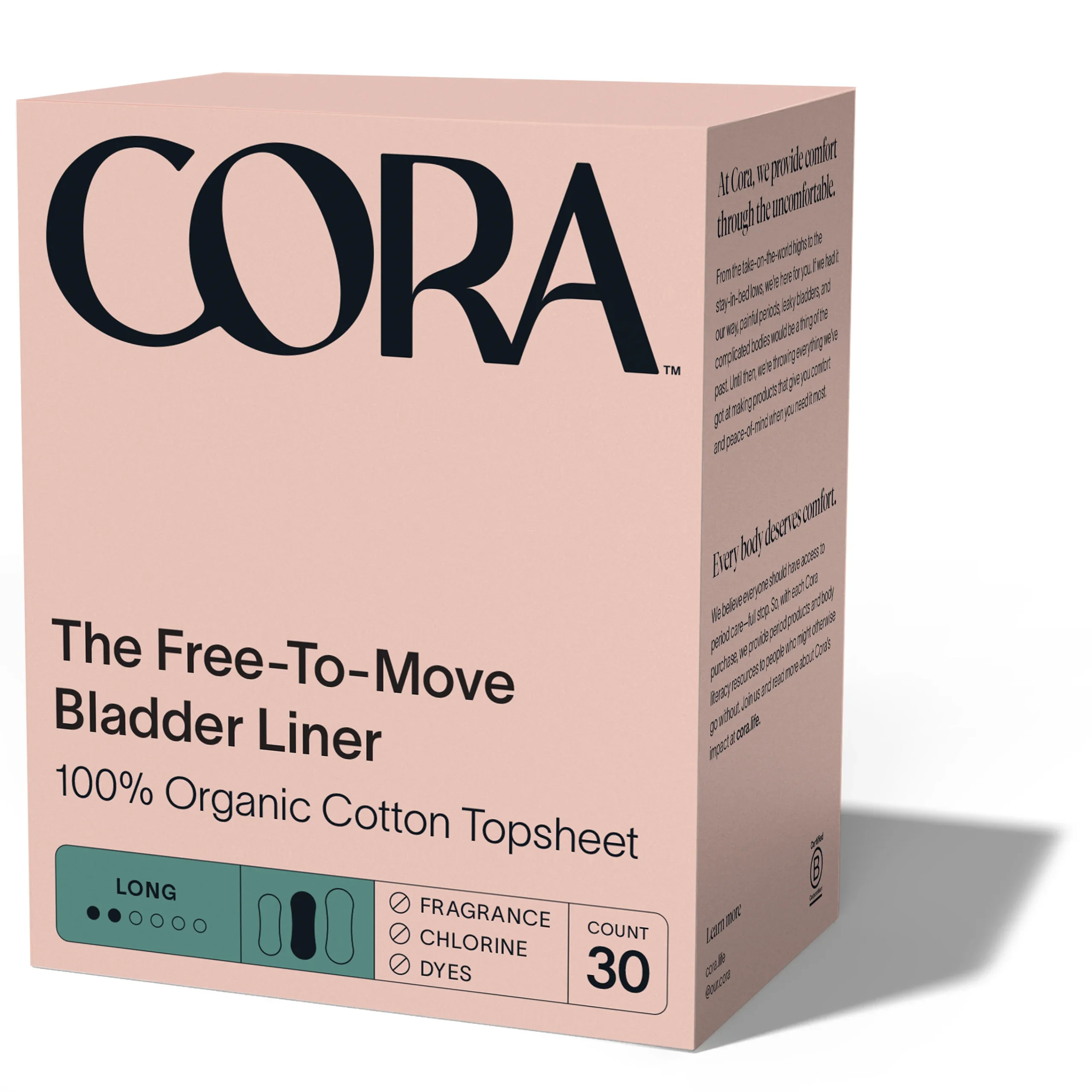 CoraFree-To-Move Bladder Control Liners – Ultra Thin Organic Cotton