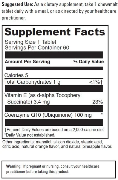 DaVinci Laboratories, Coenzyme Q10 Chewmelt 100 MG, 60 Chewable Tablets