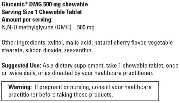 DaVinci Laboratories, Gluconic DMG 500 MG, 60 Chewable Tablets