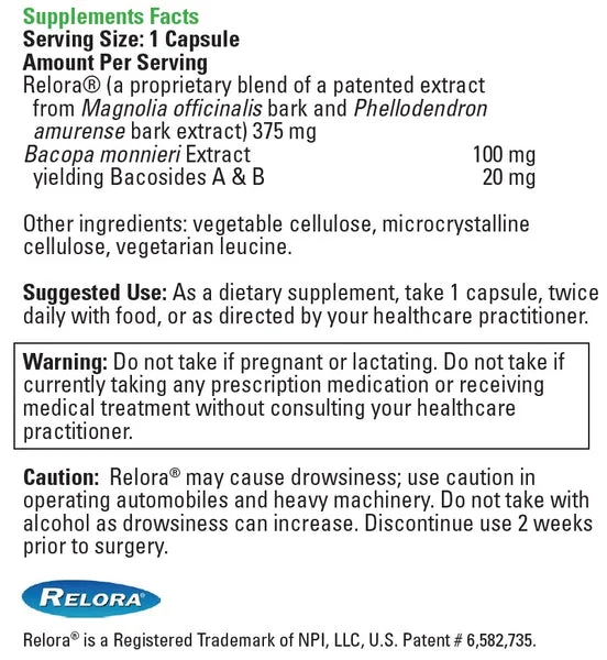 DaVinci Laboratories, Relora With Bacopa, 60 Capsules