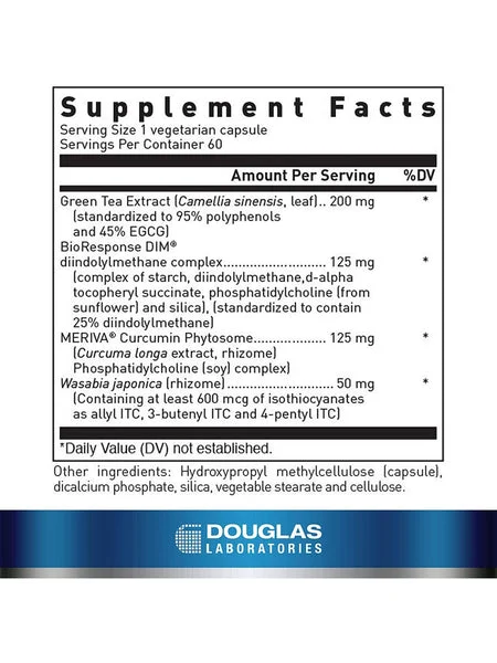 Douglas Labs, DIM Enhanced with Curcumin, Green Tea and Wasabia, 60 Vegetarian Capsules