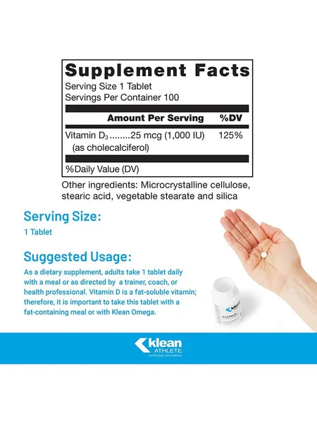 Douglas Labs, Klean-D 25 mcg (1,000 IU), 100 Tablets