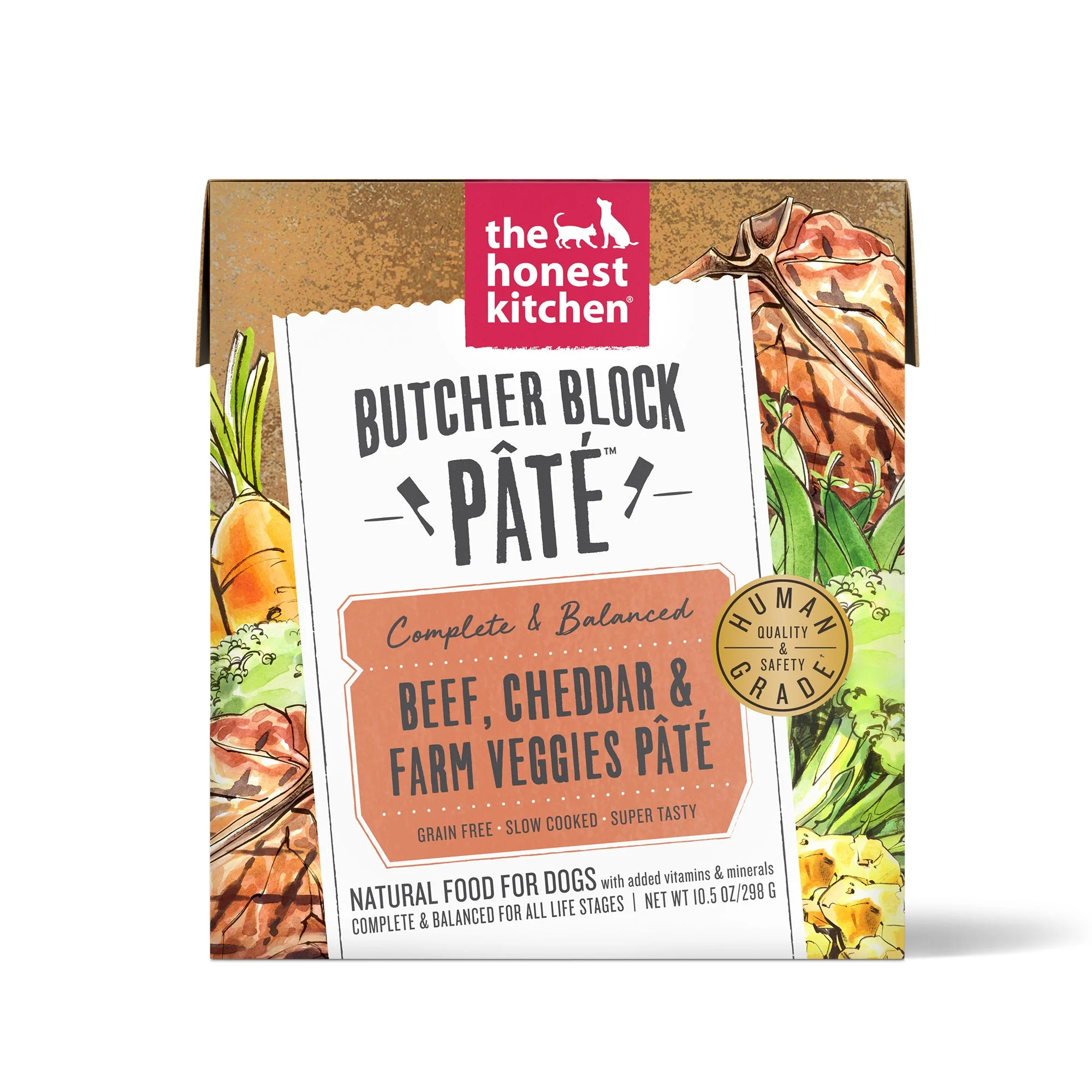 The Honest KitchenHuman-Grade Wet Dog Food, Beef, Cheddar & Farm Veggies Butcher Block Pâté, Pack of 6