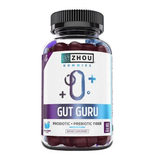 Gut Guru Probiotic Gummies 60 Count by Zhou Nutrition
