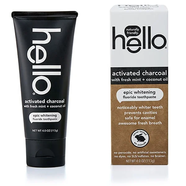 helloActivated Charcoal Whitening Fluoride Toothpaste