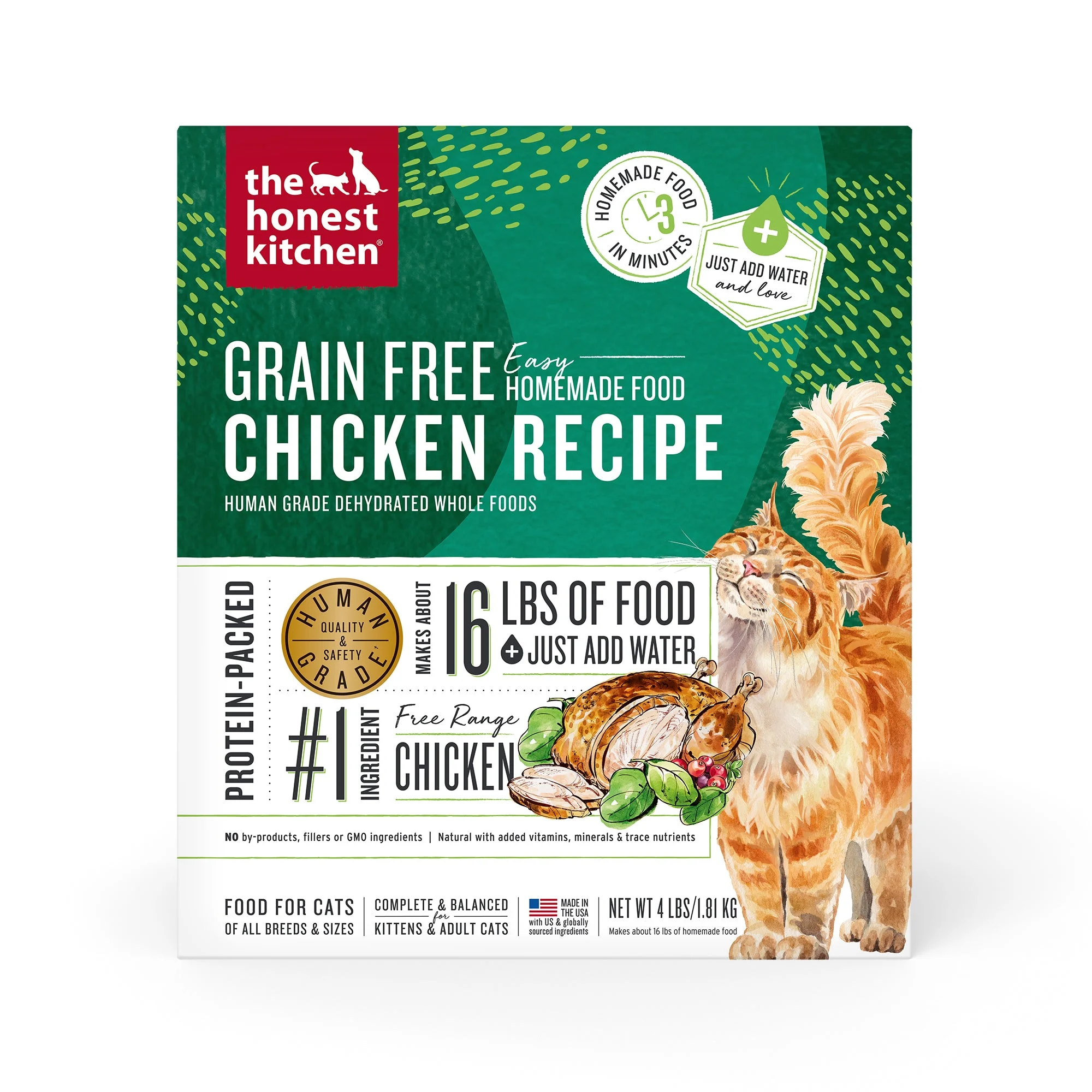 The Honest KitchenHuman-Grade, Grain Free Chicken Dehydrated Wet Cat Food, 4 lbs box -makes 16 lbs of food