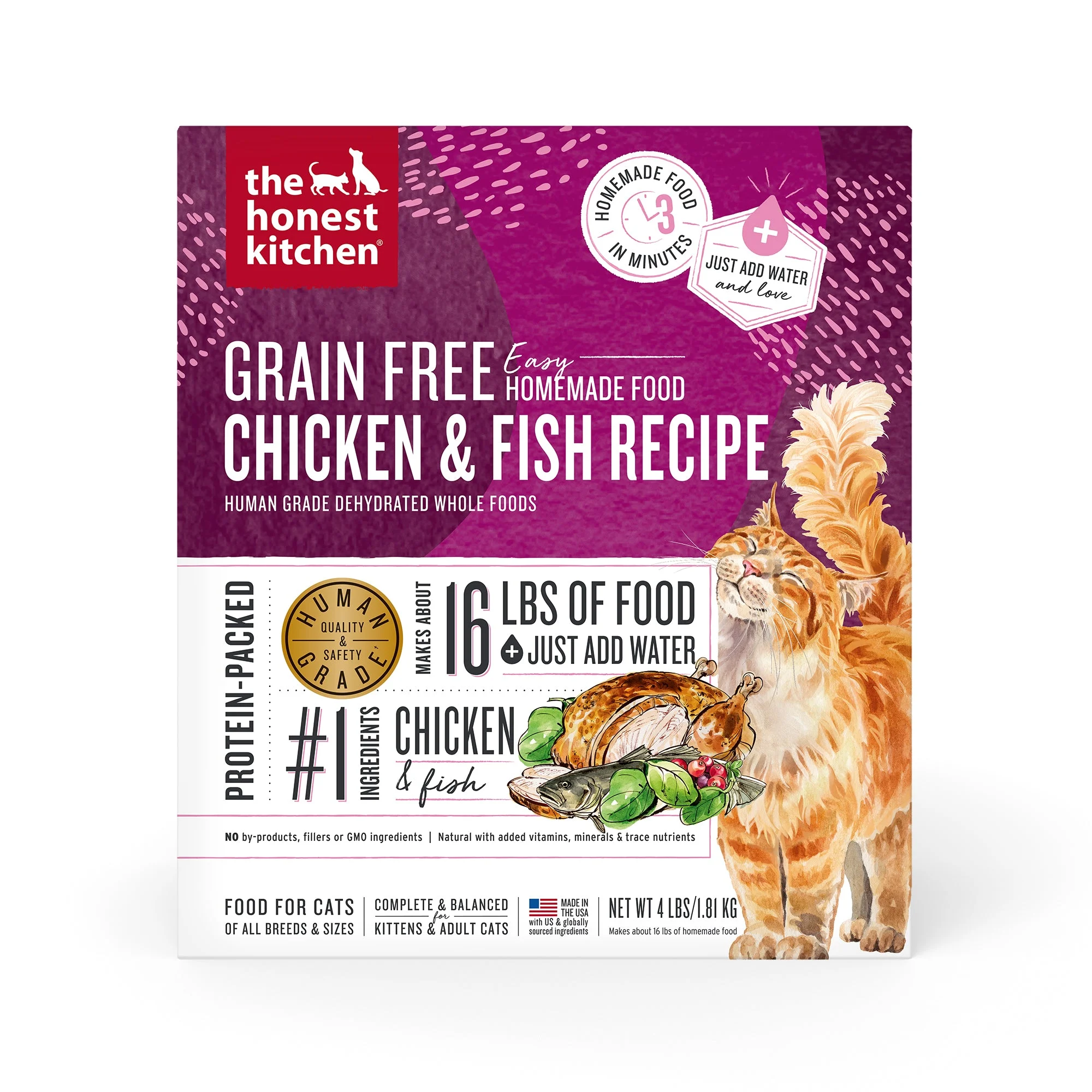 The Honest KitchenHuman-Grade, Grain Free Chicken & Fish Dehydrated Wet Cat Food, 4 lbs box -makes 16 lbs of food