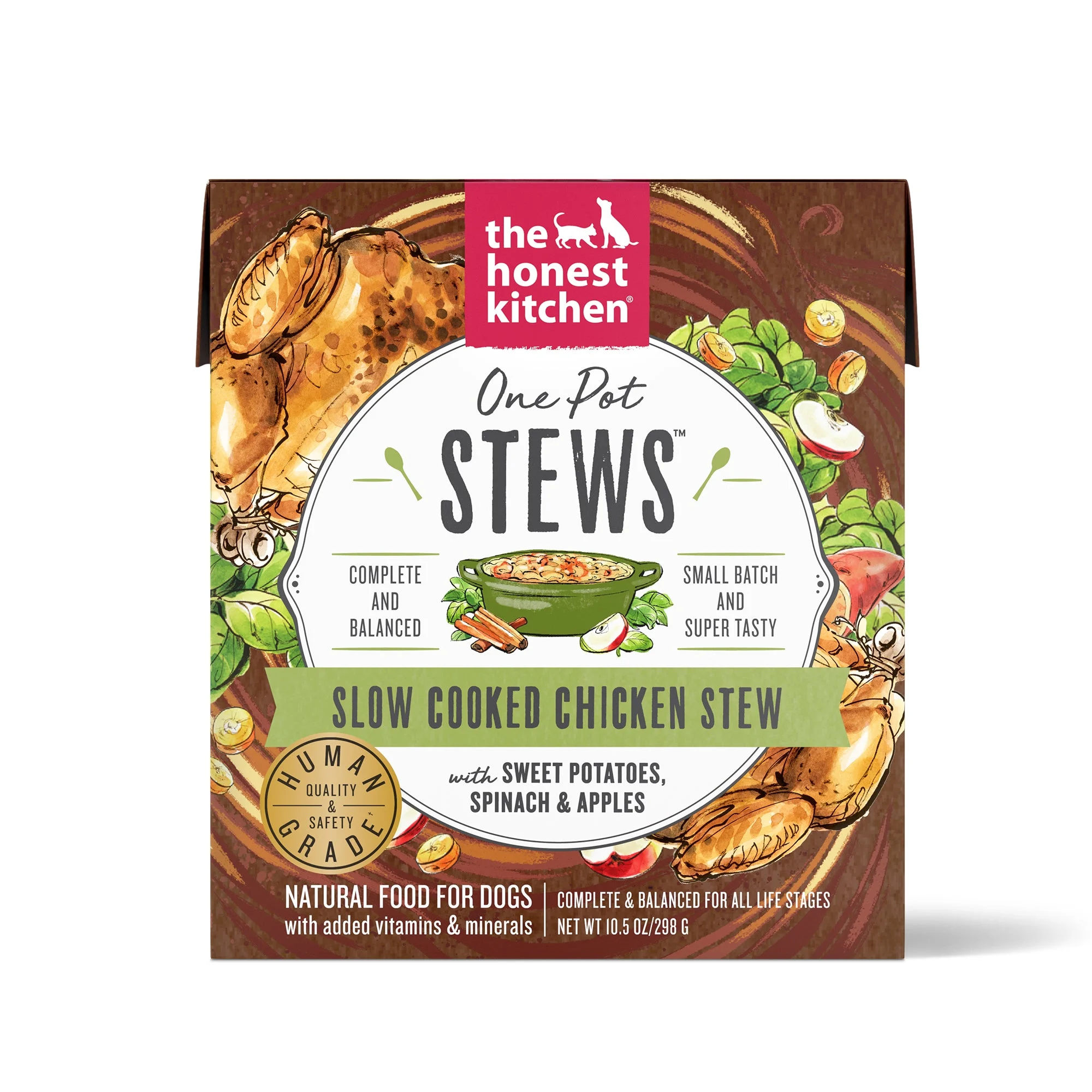 The Honest KitchenHuman-Grade Wet Dog Food, One Pot Slow Cooked Chicken Stew with Sweet Potato, Spinach & Apples, Pack of 6