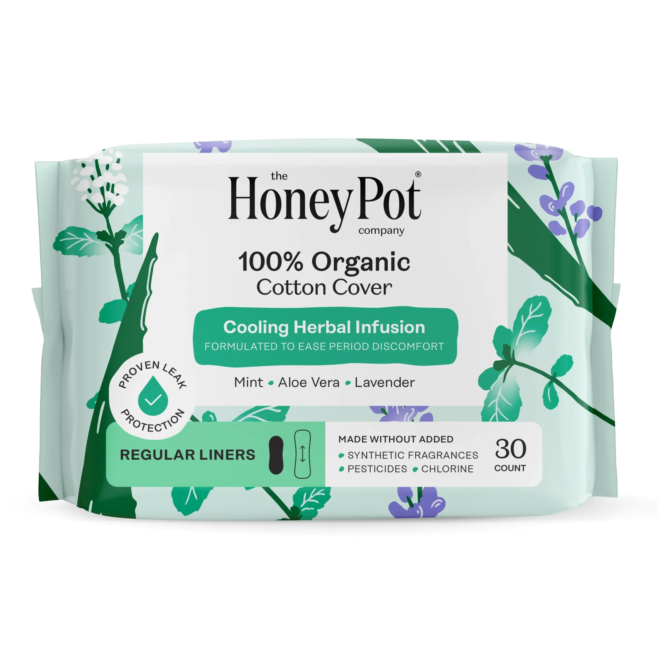 HoneyPot100% Organic Cotton Cover Pantiliners - Herbal-Infused