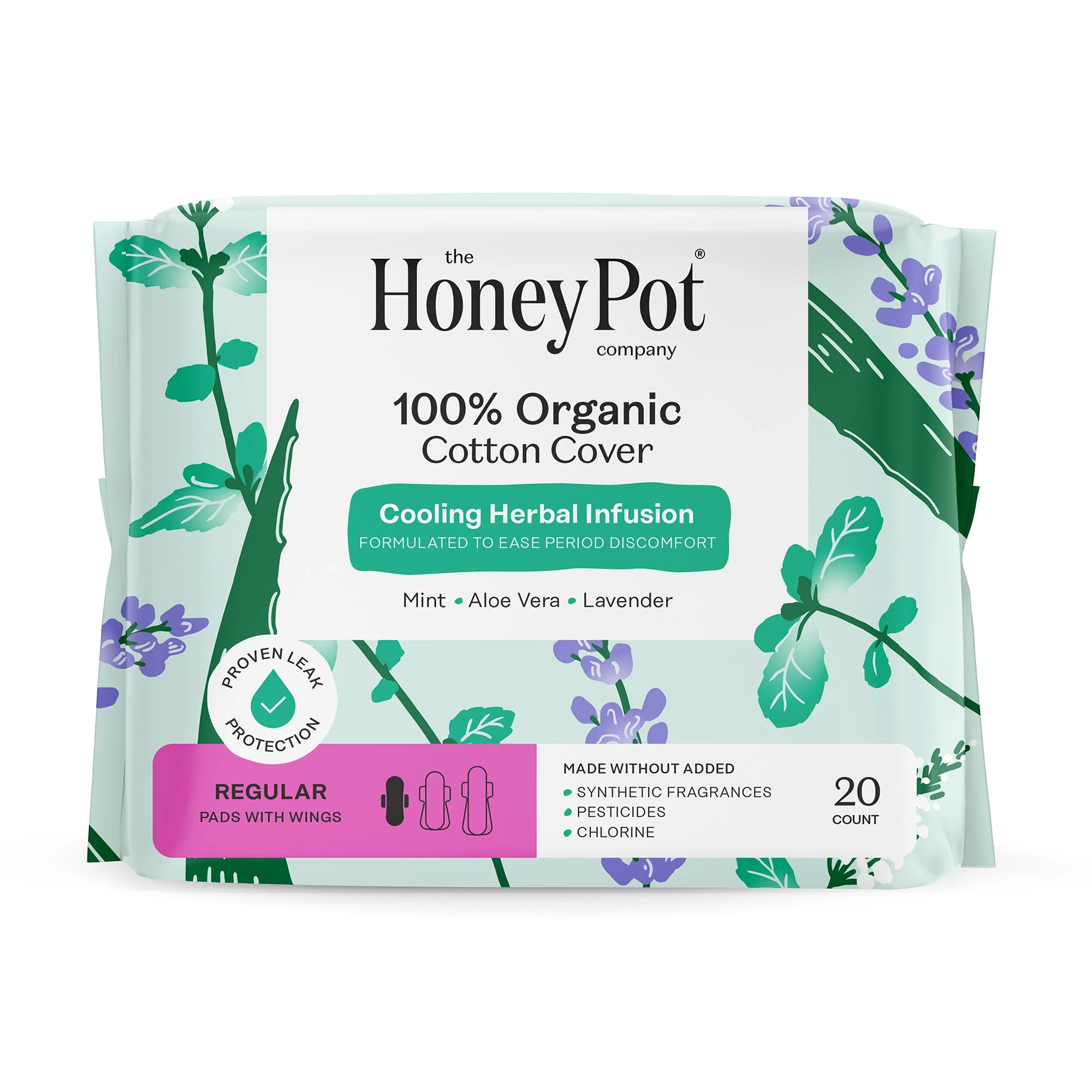 HoneyPot100% Organic Cotton Cover Regular Menstrual Pads - Herbal-Infused