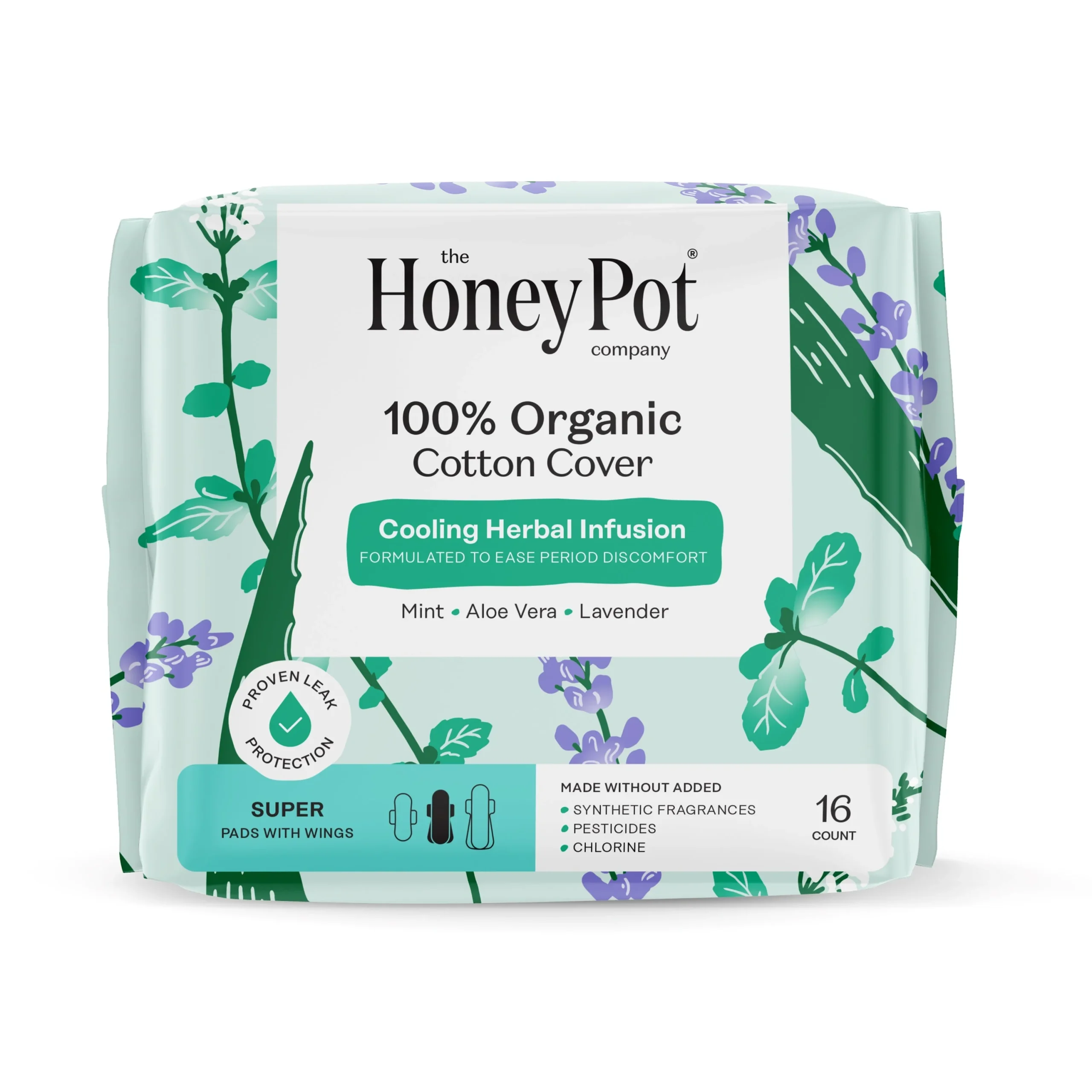 HoneyPot100% Organic Cotton Cover Super Menstrual Pads - Herbal-Infused