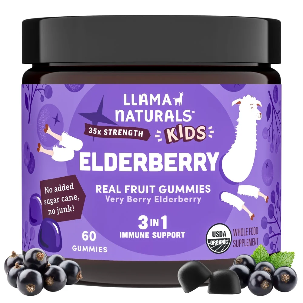 Llama NaturalsKids Real Fruit Elderberry Gummies