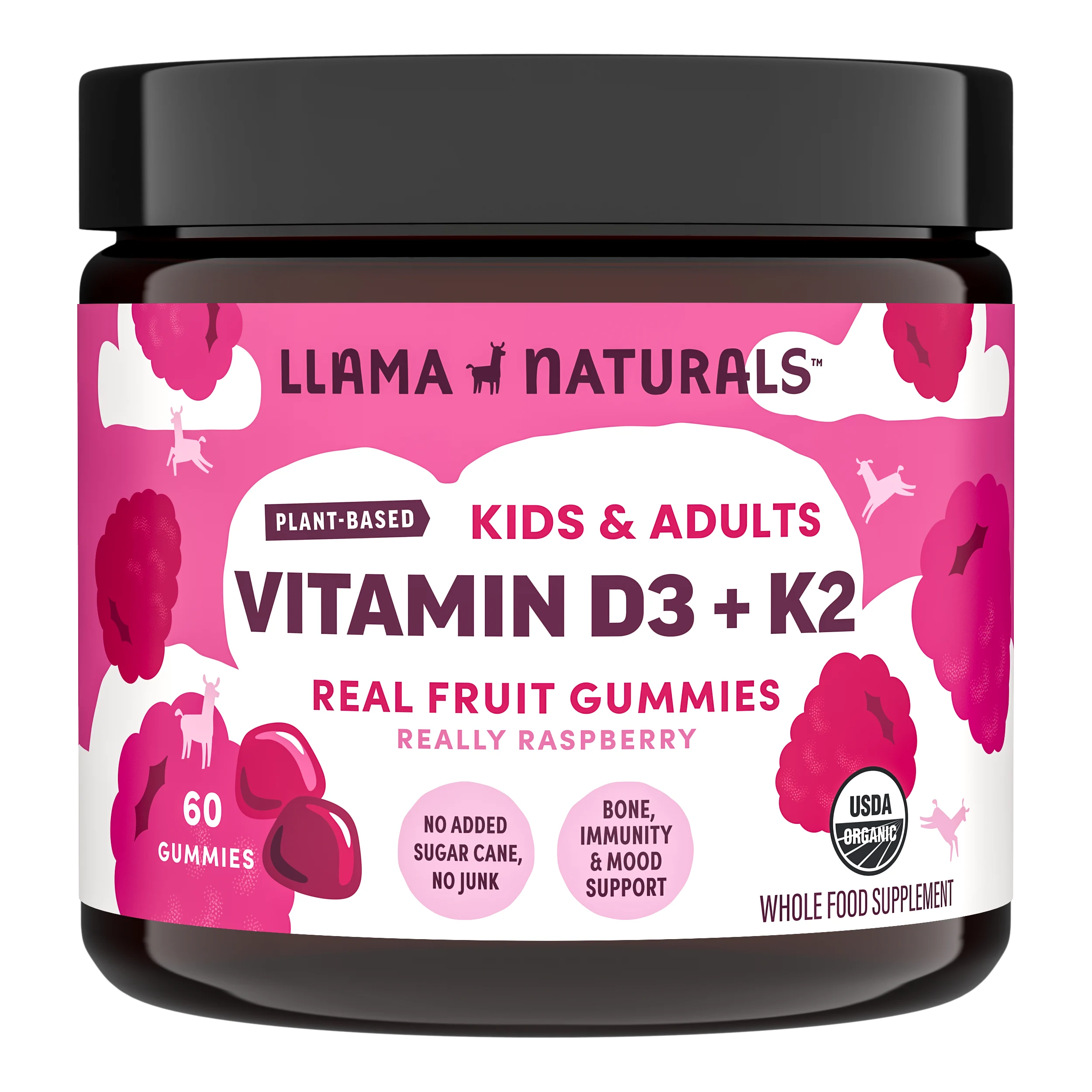 Llama NaturalsOrganic Kids & Adults Vitamin D3 + K2 Gummies