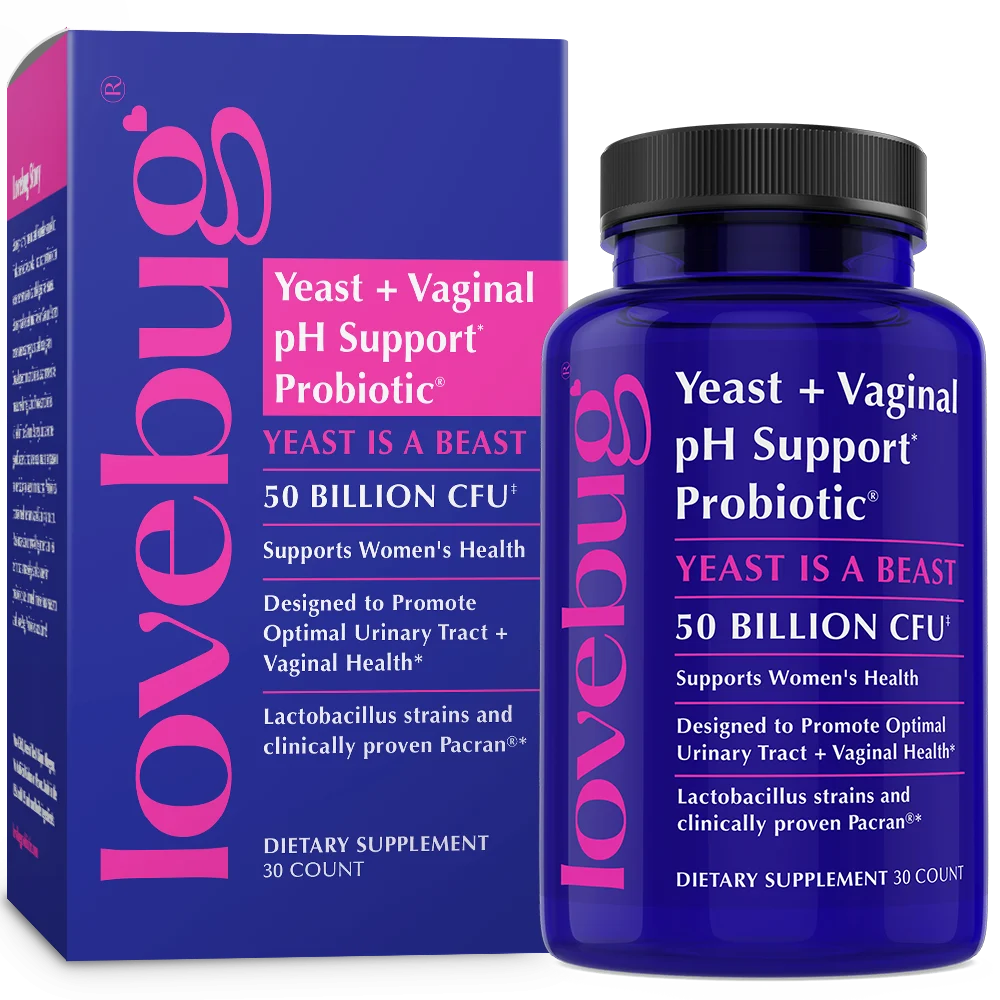 LovebugWomen's Health Probiotic - Yeast and Vaginal pH Support - Yeast is a Beast