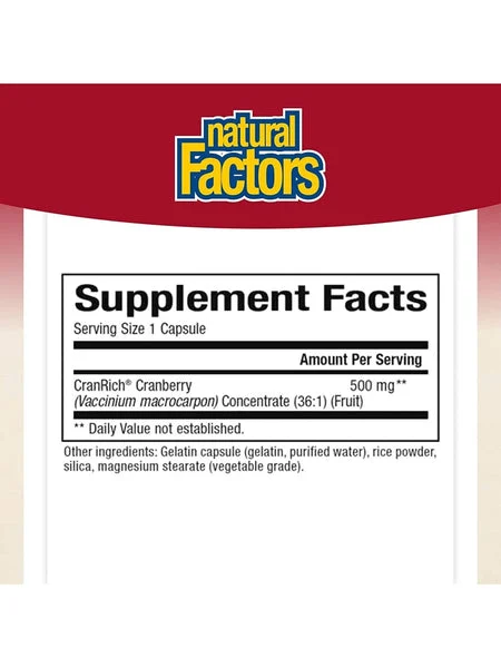 Natural Factors, CranRich Super Strength 500 mg, 180 Capsules