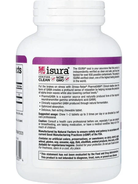 Natural Factors, Pharma GABA, 200 mg, 60 Chewable Tablets
