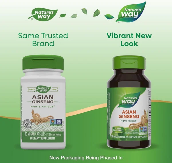 Nature's Way, Asian Ginseng, 1,120 mg, 50 Vegan Capsules