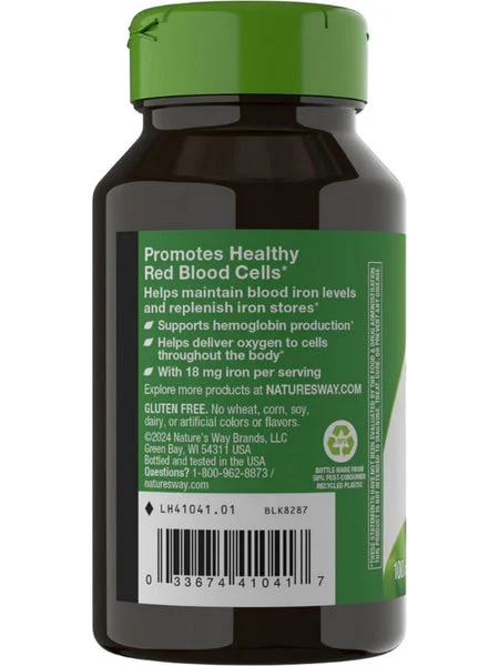 Nature's Way, Iron 18 mg, 100 capsules