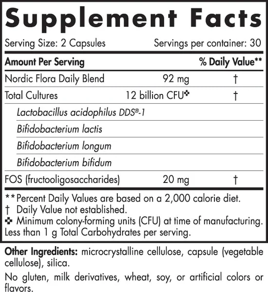 Nordic Naturals, Nordic Flora Probiotic Daily, 60 Capsules