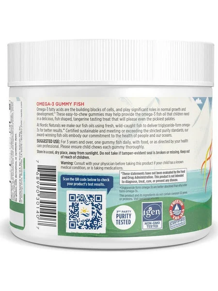 Nordic Naturals, Nordic Omega-3 Gummy Fish, Tangerine, 30 Gummies