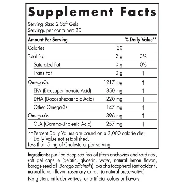 Nordic Naturals, ProEPA™ with Concentrated GLA, Lemon, 60 Soft Gels