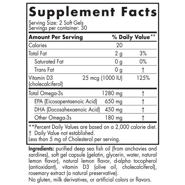 Nordic Naturals, ProOmega-D, Lemon, 60 Soft Gels