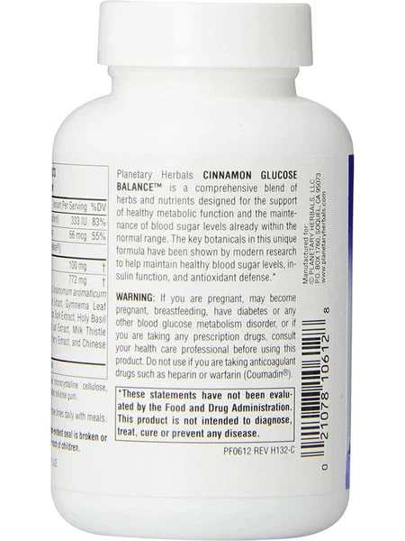 Planetary Herbals, Cinnamon Glucose Balance™ 910 mg, 90 Tablets
