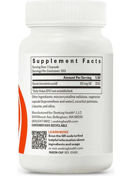 Seeking Health, Niacin 50 mg, 100 vegetarian capsules