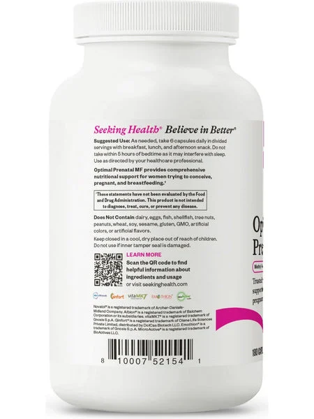 Seeking Health, Optimal Prenatal MF, 180 Capsules