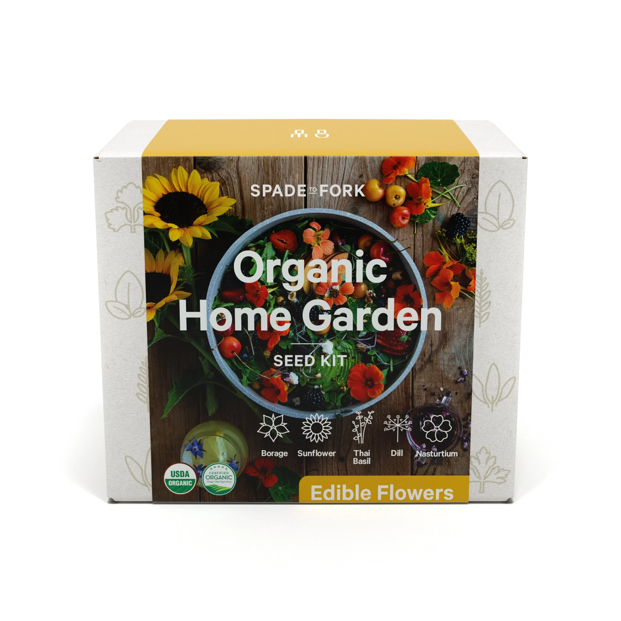 Spade to ForkOrganic Edible Flower Garden Kit - Includes 100% USDA Organic Certified and Non-GMO Seeds
