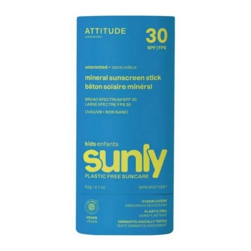 Sunly Mineral Sunscreen Stick For Kids Spf 30 Unscented 2.1 Oz by Attitude
