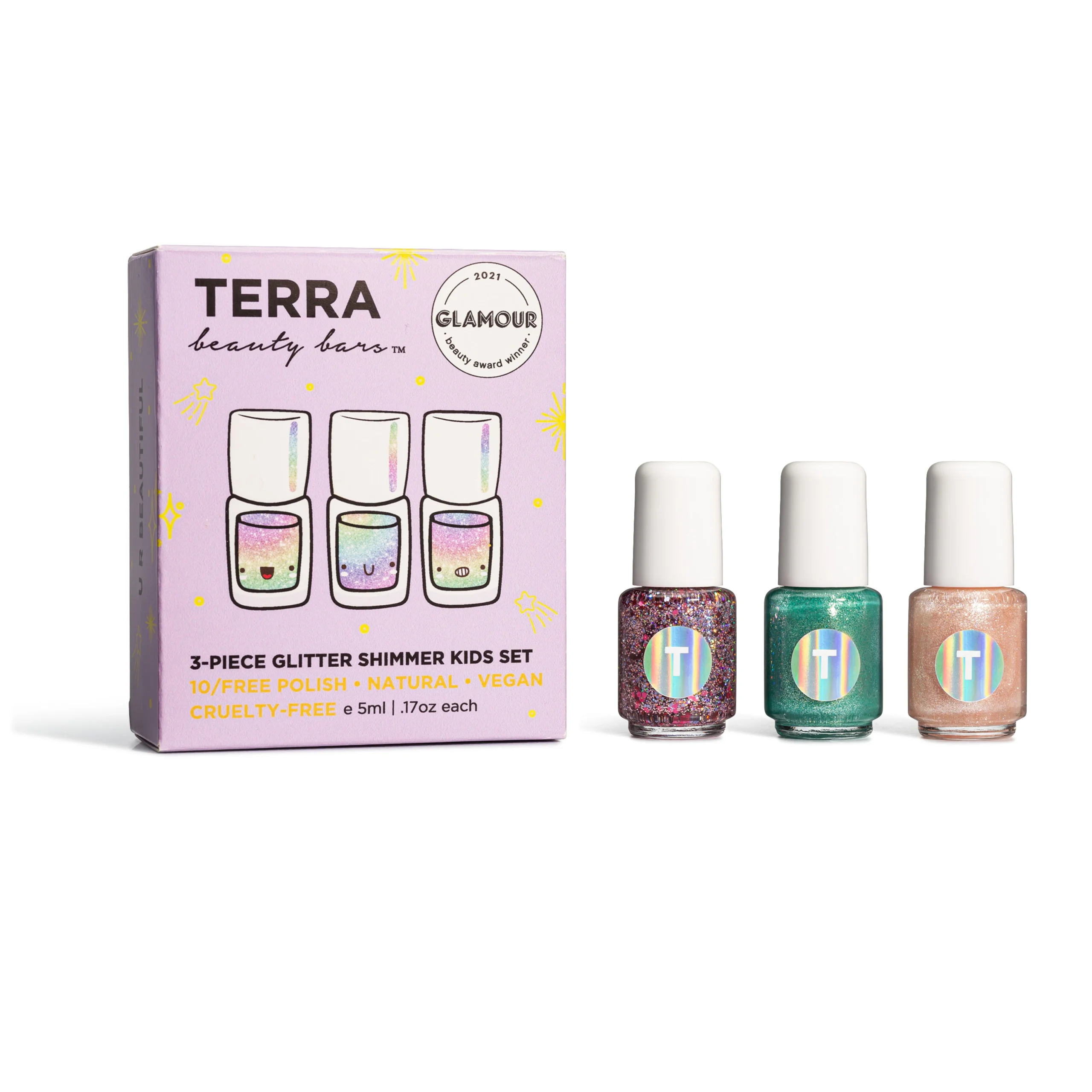 Terra Beauty BarsKids 3-Piece Glitter Shimmer Nail Collection