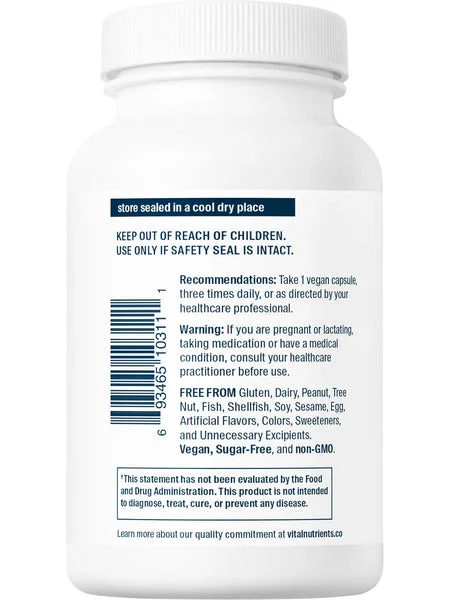 Vital Nutrients, Lysine 500mg , 100 vegetarian capsules