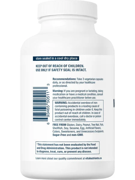 Vital Nutrients, Multi-Nutrients with Iron & Iodine, 180 vegetarian capsules