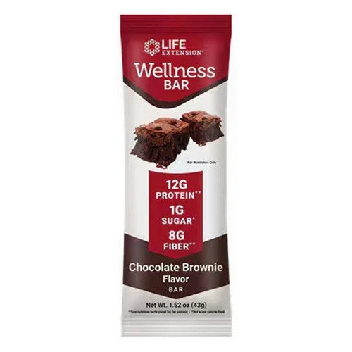 Wellness Bar Chocolate Brownie Flavor 6 Bars (1.52 Oz Each) by Life Extension